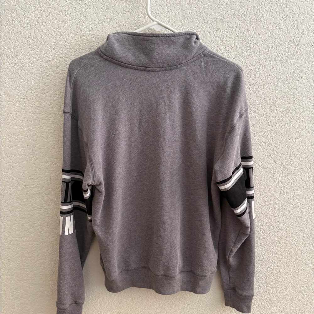 Victoria's Secret PINK Gray and Black Zip-Up Sweater - Picture 2 of 3